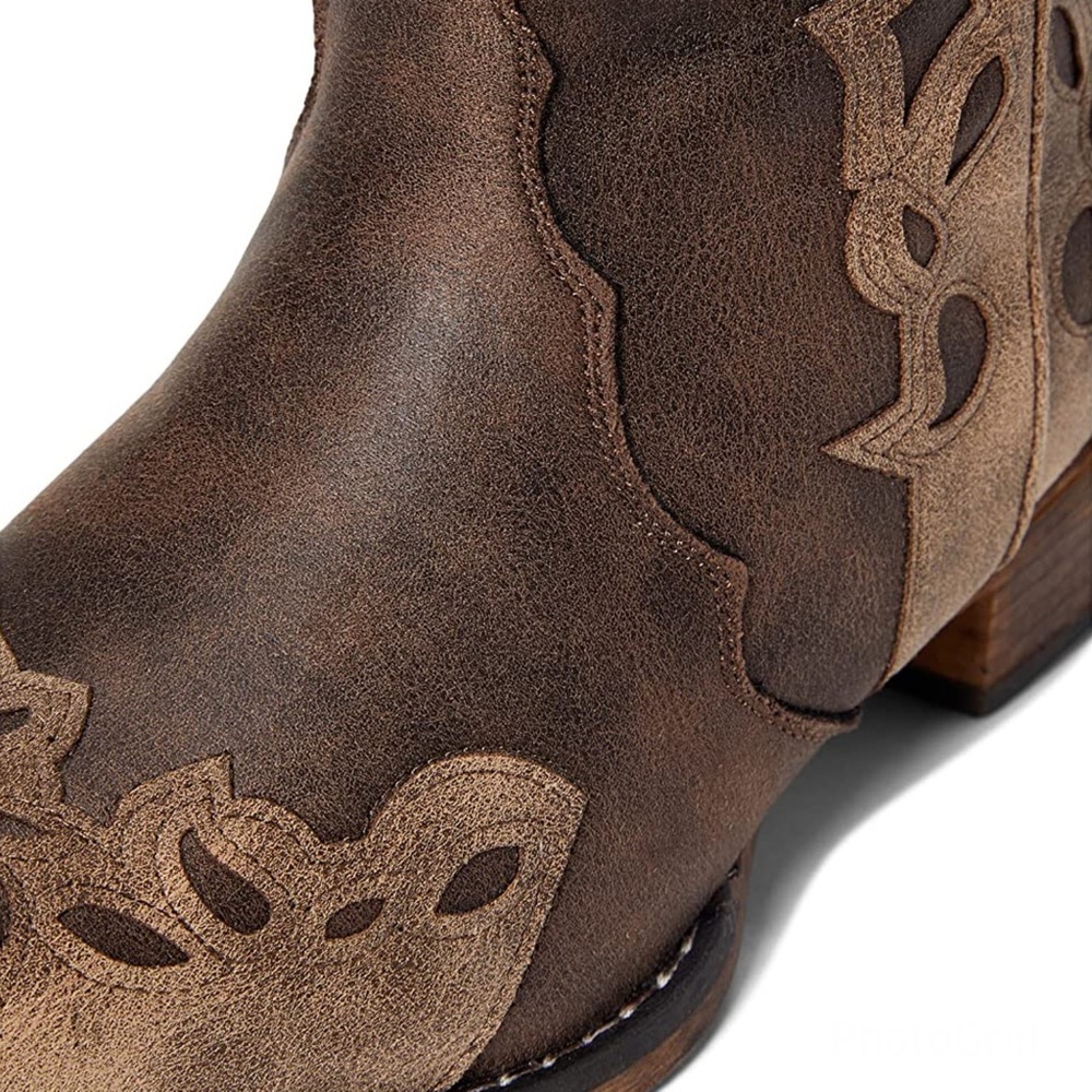 Roper Faux Leather Riley Triad Cowboy Boots Vintage Brown Multi Sizes NIB - Picture 7 of 14